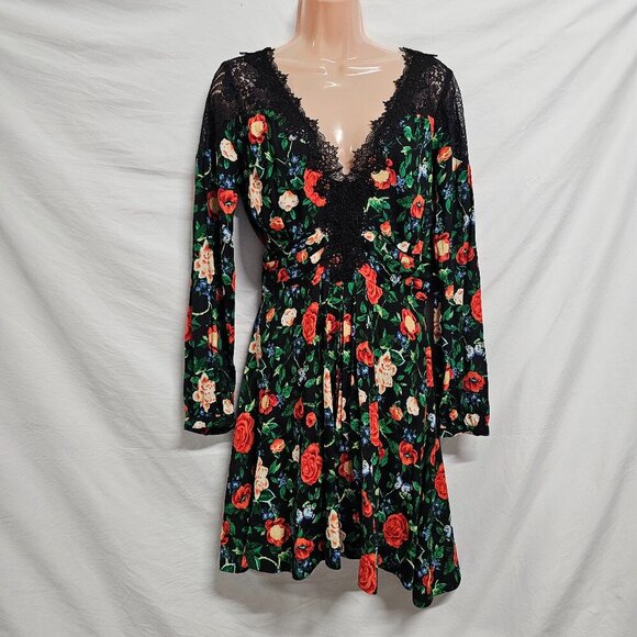 By Anthropologie Lacy V-Neck Mini Dress Women Size 4 Black - Picture 13 of 14